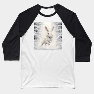 Rabbit wandering in Winter Wonderland Baseball T-Shirt